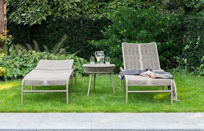 loop sunlounger and side table taupe ls6